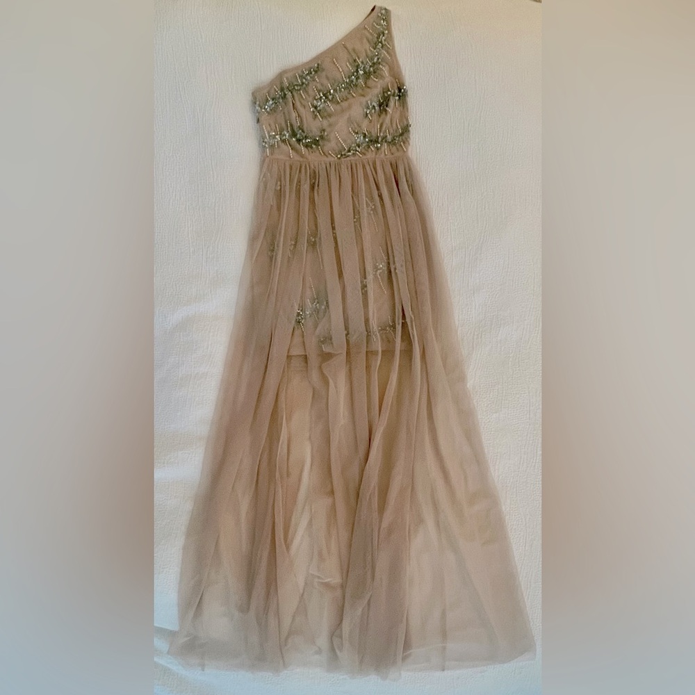 Aidan by Aidan Mattox Hand-Beaded Mesh Gown